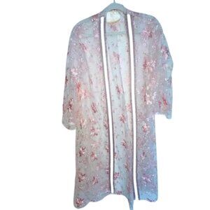 California Moonrise Pink floral embroidered sheer romantic swimsuit covering